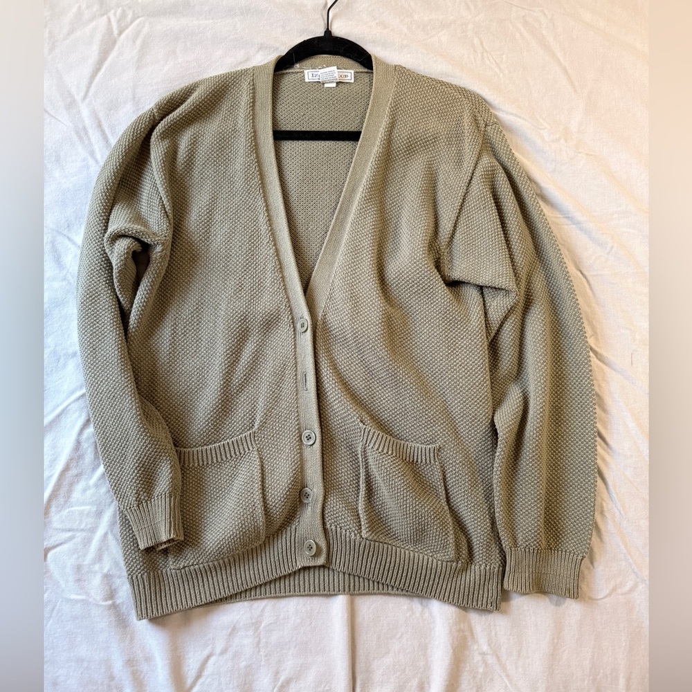 Izod Olive 100% Cotton Women's Cardigan Sweater